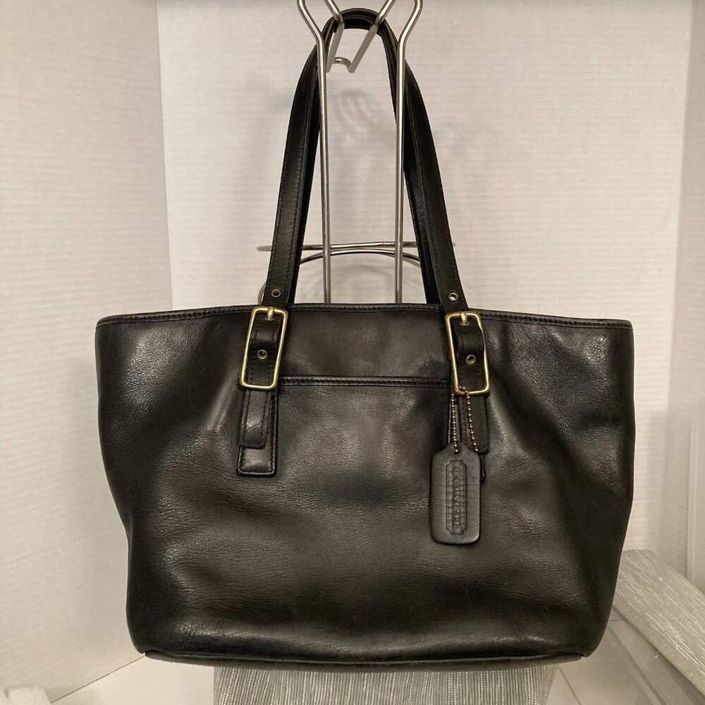 VTG COACH 9847 Old Coach Tote Black Shoulder Bag Glove Leather Brass Hardware